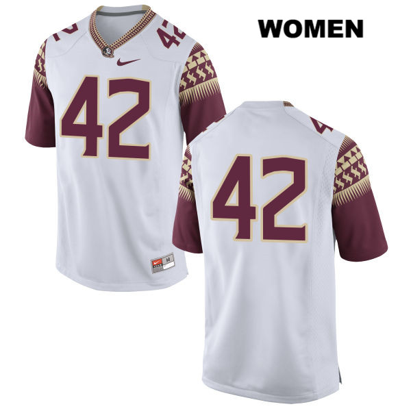 Women's NCAA Nike Florida State Seminoles #42 Richard Garzola College No Name White Stitched Authentic Football Jersey KOV7769SU